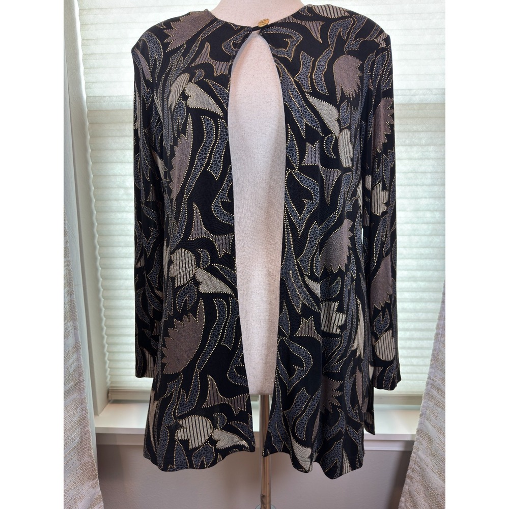 Vintage Ronni Nicole by Ouida Embellished 1‑Button Longline Cardigan Women's 14